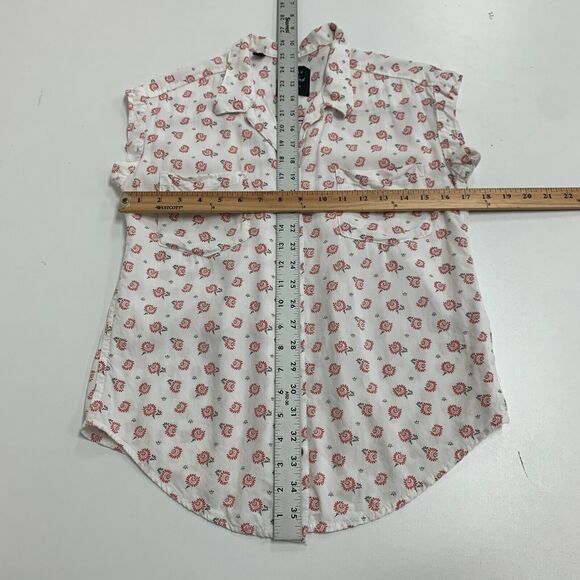 Jachs Girlfriend New York Blouse Womens XS Extra Small White Floral Button Front - Picture 6 of 12